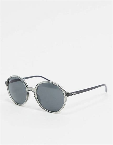 ray-ban round sunglasses in grey orb4304|Ray.